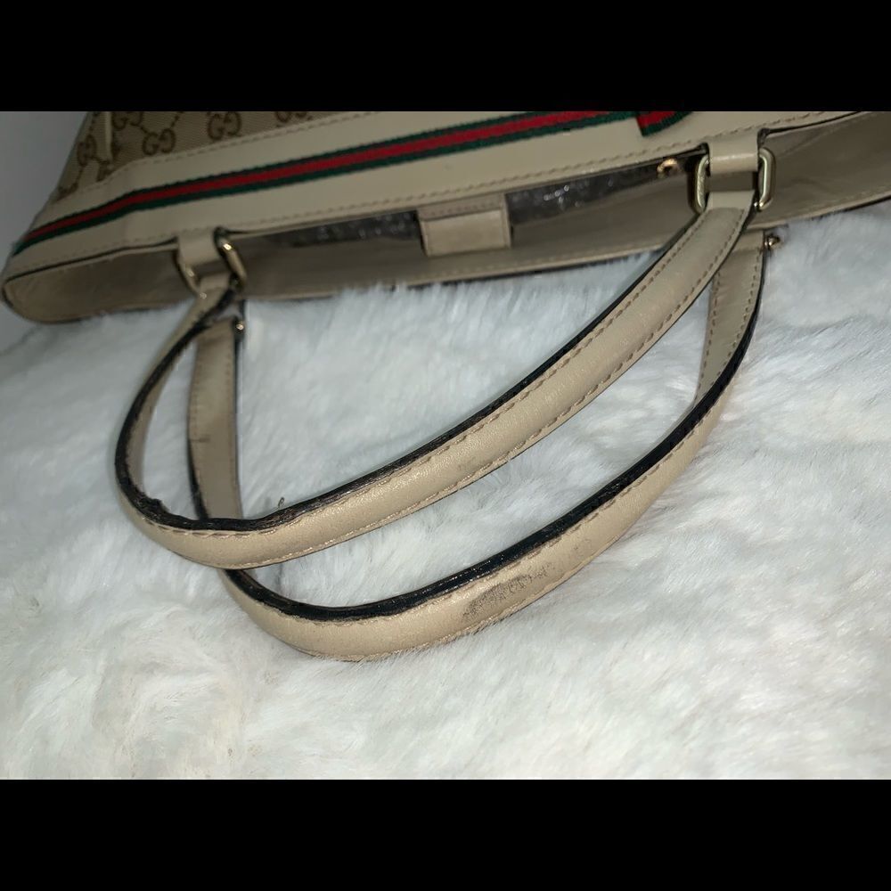 Authentic GUCCI GG Logo Web Line Tote - Picture 10 of 14